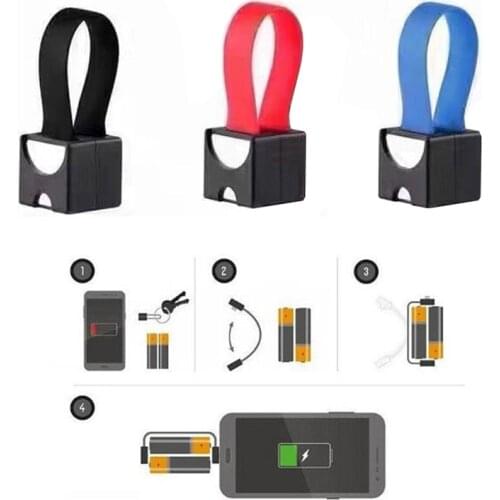 Portable Emergency Phone Charger Powered By 2pcs AA Batteries With Micro USB/ Lighting Connectors For Universal Phone