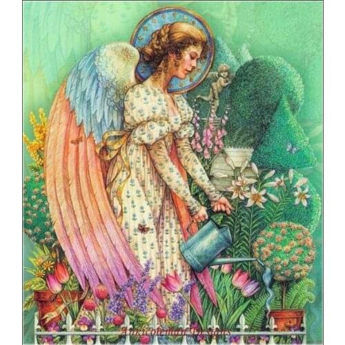 Counted Cross Stitch Kits Needlework Embroidery - Crafts 14 ct Aida DMC Color DIY Arts Handmade Home Decor - Gardening Angel