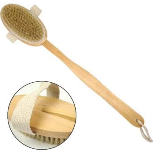 Long Handle Bath Brush Shower Brush SPA Exfoliating Body Brush Wooden Cleaner Bath Shower Bristles Massager Skin Care
