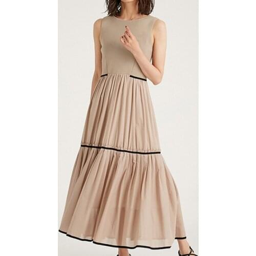 Chic Knitted Patchwork Pleated Dresses Women Sleeveless Slim Waist Elegant Dress Temperament Party Club Slim Vestido Mujer