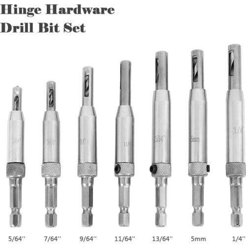 7pcs Center Drill Bit Power Tool Core Drill Bit Hole Puncher Hinge Tapper for Doors Self Center Woodworking Tools Milling Cutter