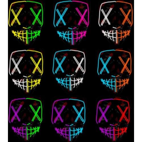 Light up Led Mask Halloween Party Masque Masquerade Masks Neon Maske Glow In The Dark Mascara Horror Maska Glowing Mask