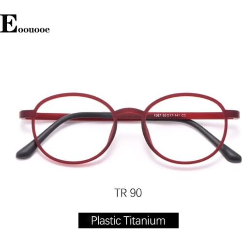 TR90 Plastic Titanium Ultralight Glasse Frame Opticas Round Fashion Eyeglasses Women Ms Optician Glasses Red Purple Blue Black