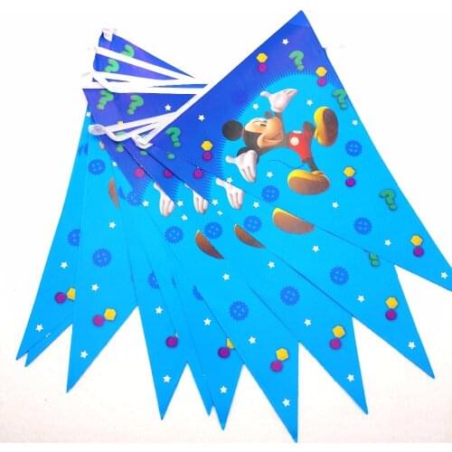 Mickey Mouse Theme Birthday Pennant Party Supplies 2-Side Cartoon Pattern Including 10 Flags And Banners Party Decoration