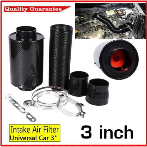 Universal Racing Air Filter Box Real Carbon Fiber Cold Feed Induction Kit Air Intake Kit Car Styling