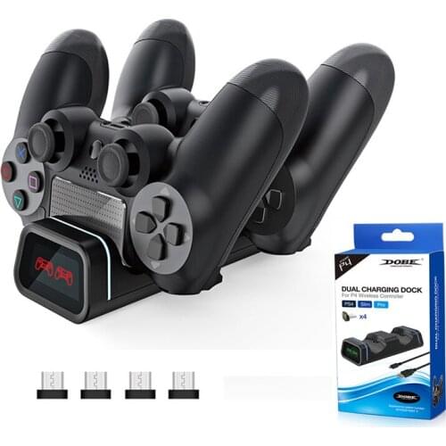 PS4 Charging Dock for Sony Playstation 4 Gamepad Dual Charger Station Controller Stand Support Game Accessories With 4 Micro USB