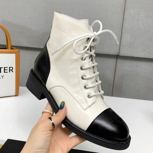 Cross lace Women Ankle Boots Black genuine Leather Women Chelsea Boots Autumn Winter Combat Martin Boots Party Dress Boots girl