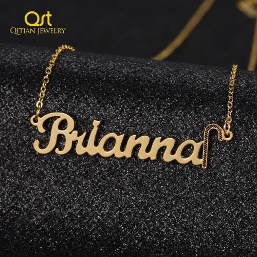 Name Necklace Personalized Jewelry Stainless Steel Link Crutch Creativity Necklaces Collar Jewelry for Women Christmas Present