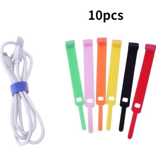 10pcs Cable Ties Reusable Adjustable Cable Organizers Releasable Cable Colored Ties Self-adhesive Reusable Cord Tidy Organizer