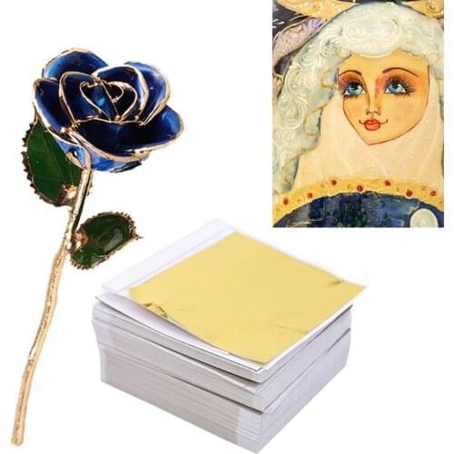 100pcs 9x9cm Art Craft Design Paper Imitation Gold Silver Leaf Leaves Sheets Foil Paper Gilding DIY Crafts Party Decorations