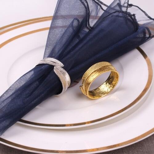 12pcs Upscale hotel golden leaf napkin buckle napkin ring napkin ring model room modern minimalist mouth cloth ring