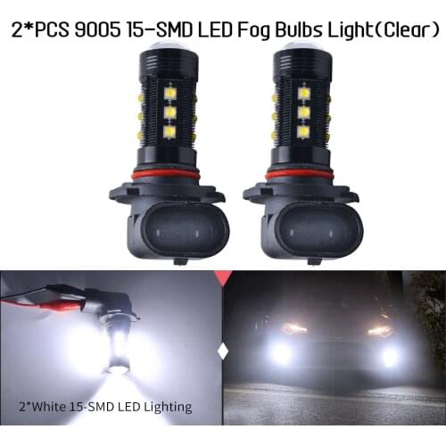 2*White 9005 HB3 15-SMD LED Daytime Running/High Beam Lights Bulbs High Power