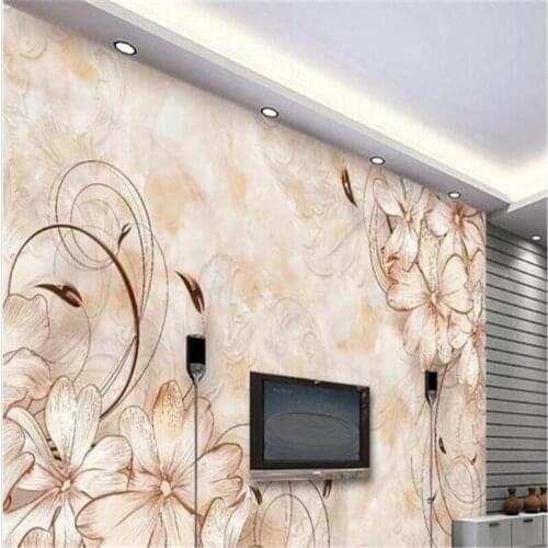 Beibehang Customize any size 3D art beach photography flower marble bedroom TV background wallpaper home decoration murals