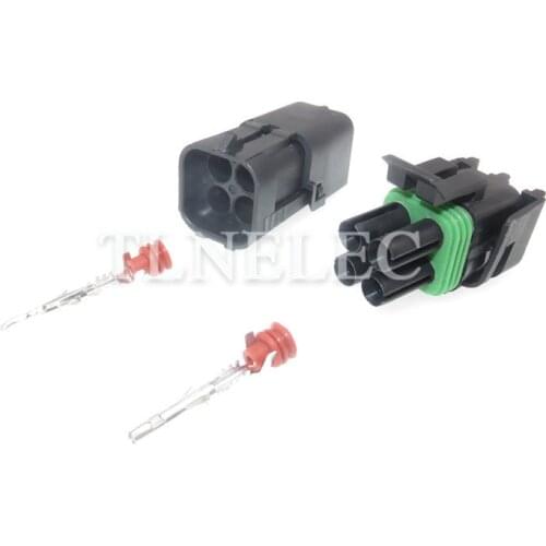 4 Pin Way Male Female Weather Pack Square Wire To Wire Delphi Pa66 Connector 12015798 12015024
