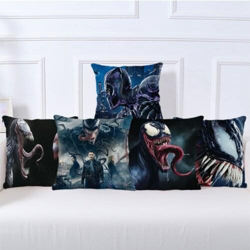 45x45cm Marvel Spiderman Venom Cushion Cover Plush Toys Avengers Deadpool Pillowcase Anime Pillow Cases Christmas Gifts