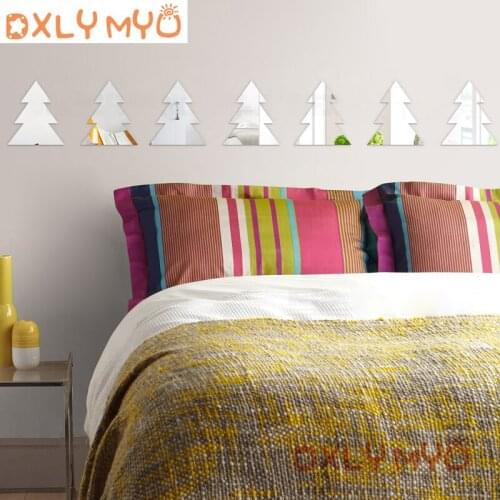 7Pcs DIY Wall Mirror Stickers Tree Vinyl Art Mural Wall Sticker Room Decoration Sofa TV Background Home Wall Decor Dropshipping