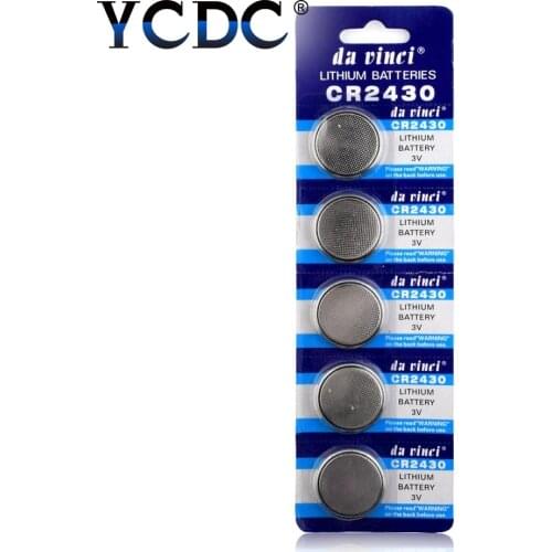 YCDC 5pcs 3V Lithium Button Coin Cells Batteries CR2430 ECR2430 KL2430 BR2430 Disposable Battery For Watch Electronic Toy Remote
