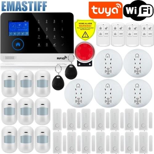 Wireless WIFI GSM Home Security Alarm System For Tuya Smart Life APP With Motion Sensor Detector Compatible With Alexa & Google