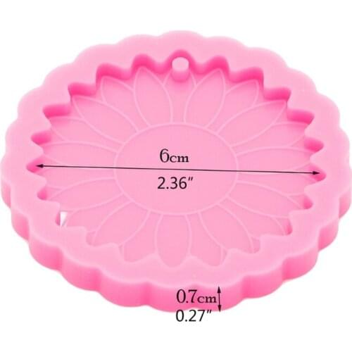 Keyring Casting Silicone Mould Super Glossy Sun Flower Keychain Epoxy Resin Mold F3MD