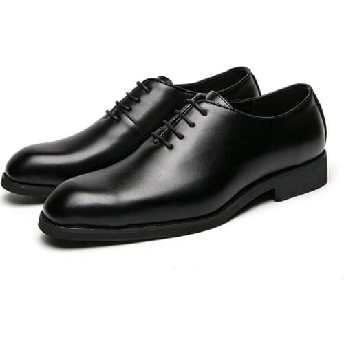 Brand Classic Man Pointed Toe Dress Shoes Men Leather Black Wedding Shoes Plus Size 38-48 Male Oxford Formal Shoes