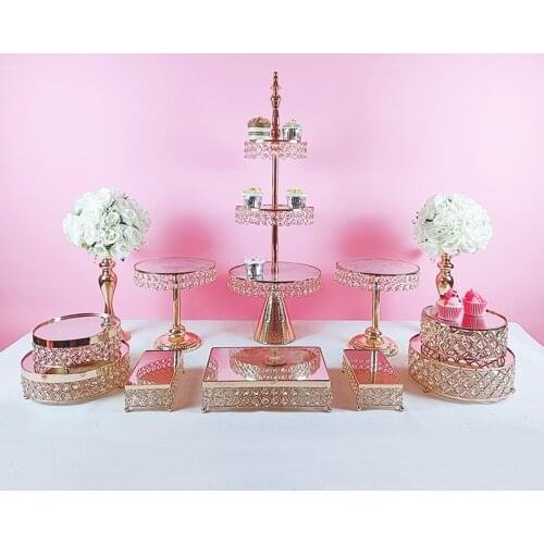 Golden mirror tray European-style jewelry storage tray Wedding dessert table set decoration cold meal fruit tray