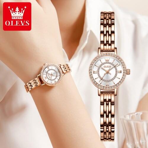 OLEVS Women Watches 2021 New Ladies Quartz Watch Reloj Mujer Luxury Brand Waterproof Stainless Steel Strap Diamond Women Clock