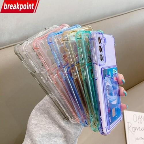 Breakpoint Samsung S21 Case For Galaxy Note 10 20 S10 S10E S20 S30 Plus Ultra FE 4G 5G Transparent Cover With Card Slot Holder