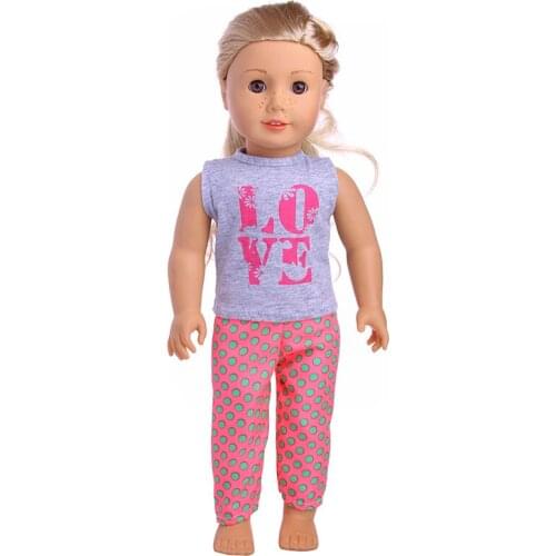 Two sets of Short sleeve + pants for 18 inch American doll n451