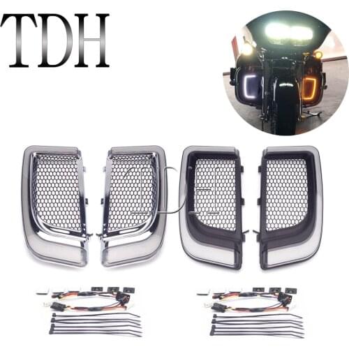 Chrome/Black LED Fairing Lower Grills Light Motorcycle For Harley Touring FLHTK CVO Street Ultra Road Glide Limited 2014-19 2020