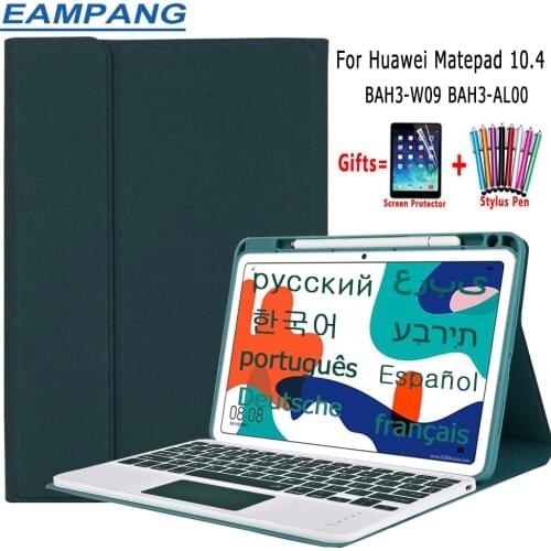 For Huawei Matepad 10.4 Case Keyboard Leather Soft Case with Pen Slot Detachable Touchpad Arabic Korean Spanish Russian Keyboard