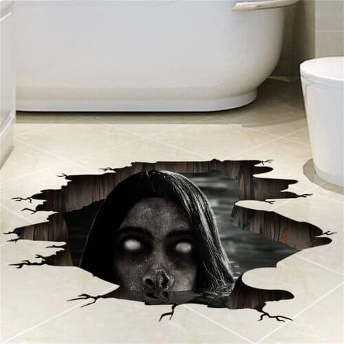 Halloween Creative 3d Horror Ghosts Ground Sticker Waterproof For Smooth Ground Festival Home Decoration Removable Stickers #PY