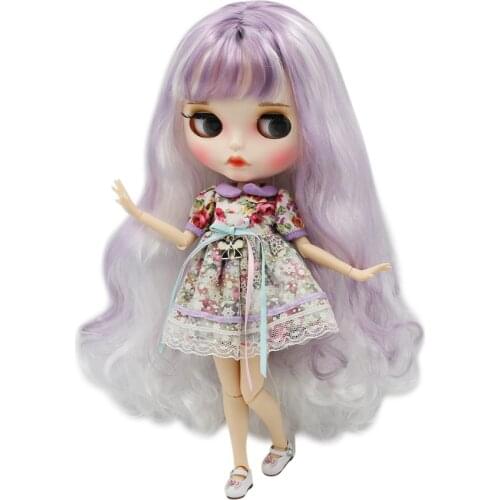 ICY DBS Blyth Doll 1/6 30cm joint body purple mixed hair and white skin, matte face girl gift toy BL1049136