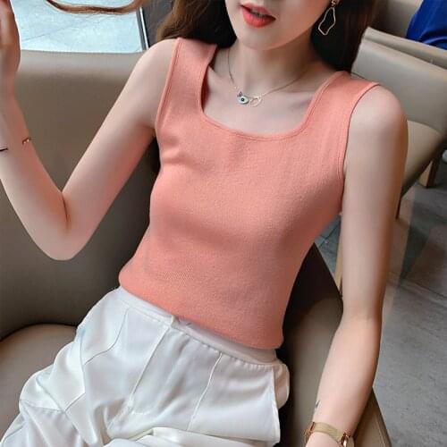 Summer Short Knitted Vest Women 2020 New Fashion Sleeveless Tops women Tank Top