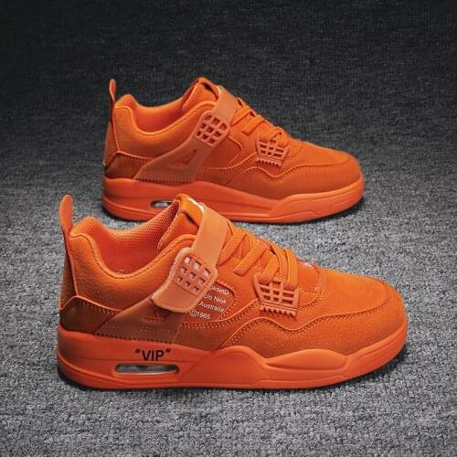 Hot Sale Young Boy Casual Sneakers Air Design Big Boy Running Shoes Orange Leather Sport Shoes For Boy Fashion Children Sneakers