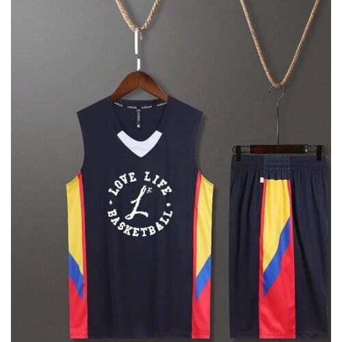 Basketball Kits Men Breathable V-neck Custom Design Logo DIY Basketball Jerseys & Shorts James Curry Durant Uniform Sportwear