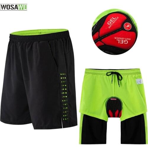 WOSAWE MTB Cycling Shorts Quick Dry Downhill Off Road Bike Bicycle Shorts With 3D Silicone Gel Padded Underwear Baggy Shorts Men