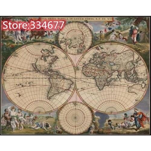 World Map Sewing kit Top Quality Embroidery Needlework 14CT Unprinted Art Cross Stitch Kits DIY Handmade Decor