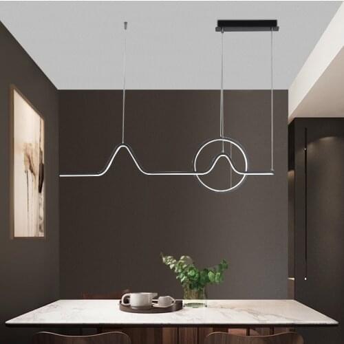 Nordic Miniamlism Led Dimmable Pendant Lights Paint Gold / Black Metal Hanging Lamp For Dining Room Suspension Lamp Fixtures