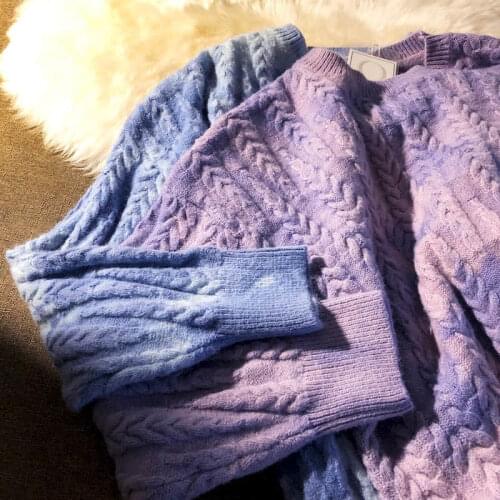 New Autumn Winter Casual Tie-dyed Sweater Men O-Neck Style Women Sweaters Vintage Knitted Unisex Jersy Streetwear Clothing