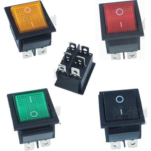 10PCS/Lot KCD4 Rocker Boat Switch 6Pin/6P 2 Position ON-OFF 16A/250VAC Yellow/Green/Red/Black