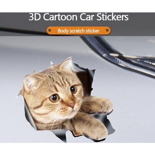 Car Stickers Personalized Cartoon 3D Cute Cat Cover Scratch Cover Lifelike Stickers Automobile Exterior Accessories