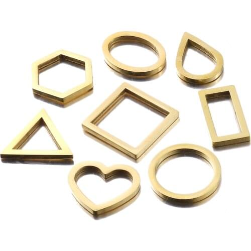 5pcs 20mm Stainless Steel Pendants Geometry Round Triangle Water Drop Connector Charms Fit Earring Bracelets Jewelry DIY Making