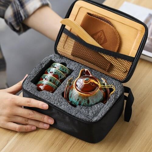 Portable Travel Tea Set Kung Fu Tea Set Teapot 1 Pot 4 Cup Tea Set Chinese Tea Set Teapot Set Tea Cup Tea Ceremony