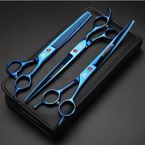 XUAN FENG 8 Inch Professional Scissors Dog Pet Dog Grooming Set Hair Cutting Thin Curved Scissors