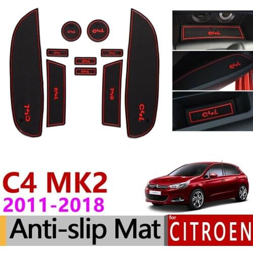 Anti-Slip Gate Slot Mat Rubber Cup Mats for Citroen C4 2011 2012 2013 2014 2015 2016 2017 2018 MK2 C4L Accessories Car Stickers