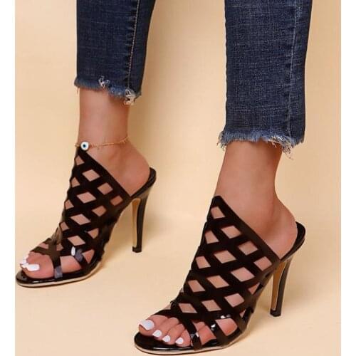Women High Heels Solid Color Peep Toe Hollow Out Ladies Sandals 2021New Summer Fashion Casual Outdoor Beach Female Slippers