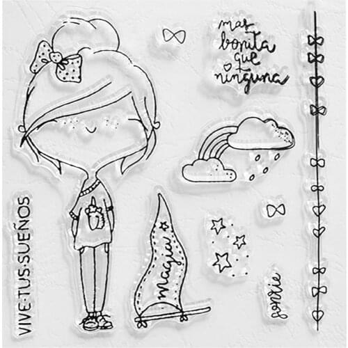 Bow Girl Silicone Clear Seal Stamp DIY Scrapbooking Embossing Photo Album Decor