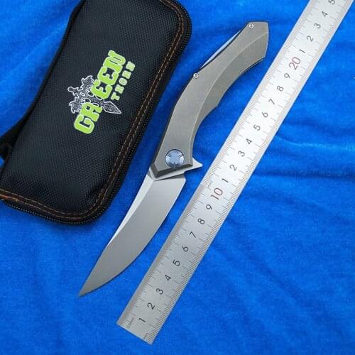 Green thorn curling Lapel folding knife D2 steel blade + titanium alloy handle outdoor camping hunting pocket fruit knife practi