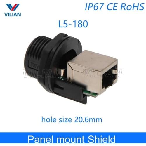 M19 RJ45 PCB Printed circuit board Connector Panel Mount Socket Ethernet Interface Network cable Straight head Soldering 1 unit