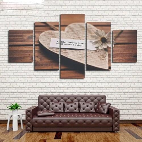 Modern Home Decor Modular Hd Canvas 5 Piecespcs Heart Gift Box Framed Abstract Print Painting Wall Art for Living Room Picture